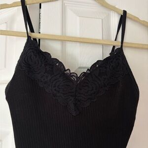 Black Lace Trim Cami Body Suit